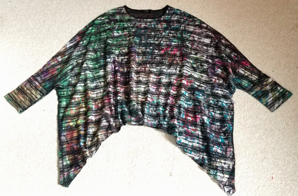 NWOT Women Sweater/Poncho-INOAH-USA-multicolor patterned batwing slv Boho-1 Size
